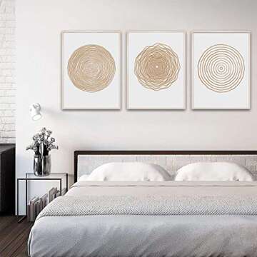 Mid Century Modern Wall Art - Boho Canvas Print - Abstract Geometric Canvas Wall Art Set - Scandinavian Wall Art Painting for Living Room Bedroom Decor No Framed