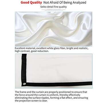 Projector Screen, White Projector Screen, 16:9 No Crease Home Theater Foldable Projection Screen 60"|72"|84"|100"|120"|150"