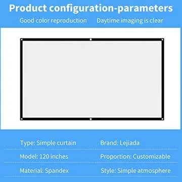 Projector Screen, White Projector Screen, 16:9 No Crease Home Theater Foldable Projection Screen 60"|72"|84"|100"|120"|150"