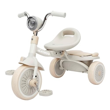 UBRAVOO Baby Tricycle, Foldable Toddler Trike with Pedals, Cool Lights, Durable Wheels and Comfortab...