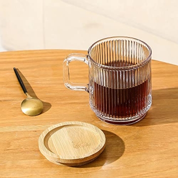 Premium Lysenn Glass Coffee Mug with Bamboo Lid 12.5oz