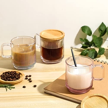 Premium Lysenn Glass Coffee Mug with Bamboo Lid 12.5oz