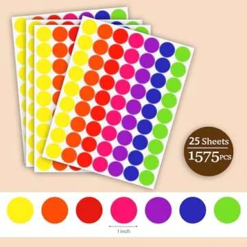 Colorful 1 Inch Dot Stickers for Easy Organization