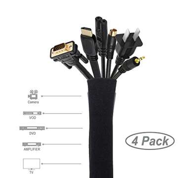 JOTO 4 Pack Cable Management Sleeve, 19-20 Inches Cord Organizer System with Zipper for TV Computer ...