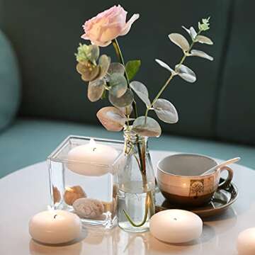 Tuyai Floating Candles Set - Dripless White Wax, Perfect for Events