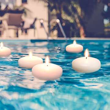 Tuyai Floating Candles Set - Dripless White Wax, Perfect for Events