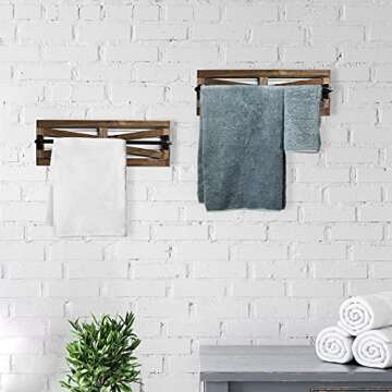 2PCS Rustic Bathroom Towel Racks Wall Mounted Holder