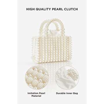 BABEYOND Women Pearl Clutch Purse - Bucket Beaded Bridal Evening Bag Formal Reticulated Bag with Inn...