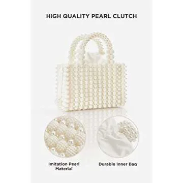 BABEYOND Women Pearl Clutch Purse - Bucket Beaded Bridal Evening Bag Formal Reticulated Bag with Inn...