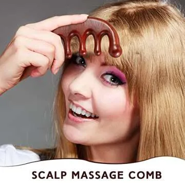 Tanlade 2 Pcs Scalp Gua Sha Comb Sandalwood Scalp Massager Tool Wide Tooth Massage Comb Wooden Head Massager for Women Men Gift for Head, Body, Neck, Hands and Legs