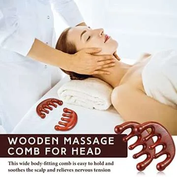 Tanlade 2 Pcs Scalp Gua Sha Comb Sandalwood Scalp Massager Tool Wide Tooth Massage Comb Wooden Head Massager for Women Men Gift for Head, Body, Neck, Hands and Legs