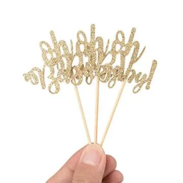 Donoter 48 Pcs Glitter Cupcake Toppers for Celebrations