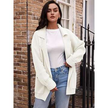 LILLUSORY Fall Cardigan Sweaters Womens Long Open Front Button Knit Color Jacket Chunky Oversized Winter Coats with Pockets