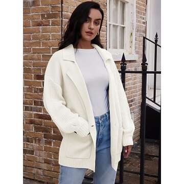 LILLUSORY Fall Cardigan Sweaters Womens Long Open Front Button Knit Color Jacket Chunky Oversized Winter Coats with Pockets