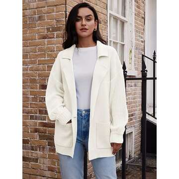 LILLUSORY Fall Cardigan Sweaters Womens Long Open Front Button Knit Color Jacket Chunky Oversized Winter Coats with Pockets