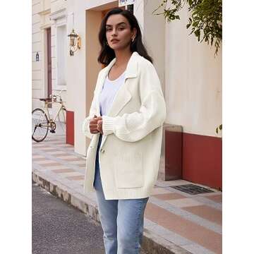 LILLUSORY Fall Cardigan Sweaters Womens Long Open Front Button Knit Color Jacket Chunky Oversized Winter Coats with Pockets