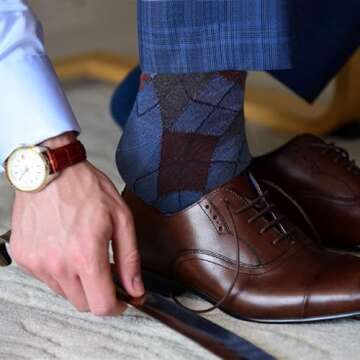 Lavencious Men's Mid-Calf Dress Socks, 5 Pairs, Style