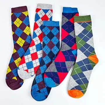 Lavencious Men's Mid-Calf Dress Socks, 5 Pairs, Style