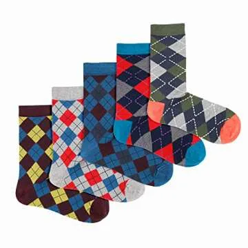 Lavencious Men's Mid-Calf Dress Socks, 5 Pairs, Style