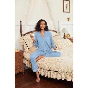 Ekouaer Women's Soft Pajama Set - Long Sleeve and Pants