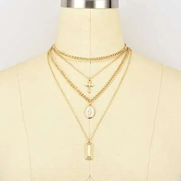 BERYUAN Virgin Mary Necklace Medallion Choker Cross Necklace Statement Short Stylish Choker For Woman Teens Trendy Necklaces vintage gold necklace(Gold)