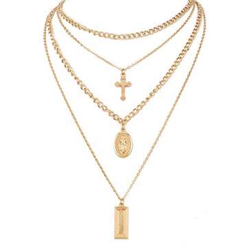 BERYUAN Virgin Mary Necklace Medallion Choker Cross Necklace Statement Short Stylish Choker For Woman Teens Trendy Necklaces vintage gold necklace(Gold)