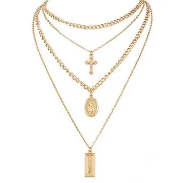 BERYUAN Virgin Mary Necklace Medallion Choker Cross Necklace Statement Short Stylish Choker For Woman Teens Trendy Necklaces vintage gold necklace(Gold)