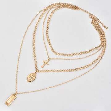 BERYUAN Virgin Mary Necklace Medallion Choker Cross Necklace Statement Short Stylish Choker For Woman Teens Trendy Necklaces vintage gold necklace(Gold)