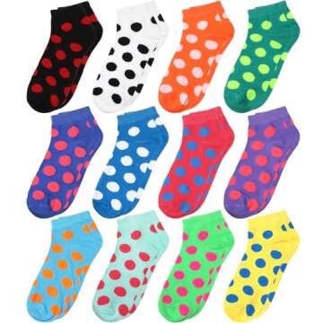 Falari 12 Pairs Women Novelty Ankle Socks - Colorful ComfortSoft Lightweight Sports Athletic Socks (...