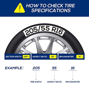 Snow Tire Chains for Car SUV Pickup Trucks, Universal Car Snow Chains, Snow Traction for Tires, Fit for Tire Width 195 205 215 220 225 235 240 245 255 265 - Set of 8