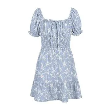 Goranbon Girls' Summer Floral Dress Puff Sleeve Style