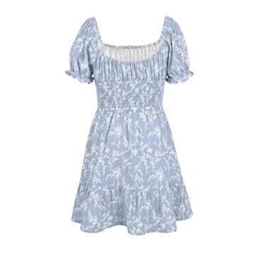 Goranbon Girls' Summer Floral Dress Puff Sleeve Style