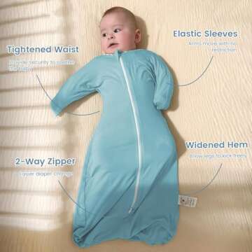 ZIGJOY Shark-Fin Transition Swaddle - 0.5 Tog Rayon Made from Bamboo Sleep Sack Transitional Swaddle Sack Baby Wearable Blanket with 2-Way Zipper, Blue, 3-6 Months