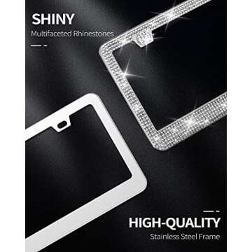 Sparkly Rhinestone License Plate Frame for Women