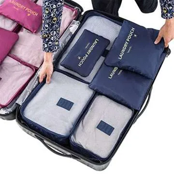jealkip Travel Packing Cubes Lightweight,6 Set Luggage Organizers for Suitcase,Travel Accessories Bags for Clothes Shoes Electronics Cosmetics Toiletries Navy Point