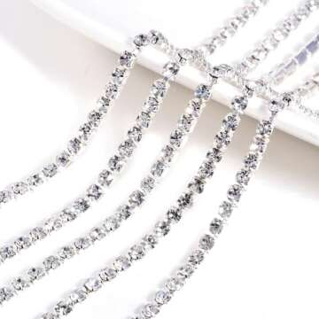 Blinginbox 10 Yards Crystal Rhinestone Trim Ribbon Close Chain for Sewing Bedazzling SS16 Jewels for...