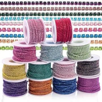 Blinginbox 10 Yards Crystal Rhinestone Trim Ribbon Close Chain for Sewing Bedazzling SS16 Jewels for Crafting Wedding Party DIY Decoration Shoe Vases 0.15inches 4mm Sliver Base with Clear Diamonds