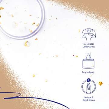 PrettyDiva Dip Powder for Nails Milky White Dip Powder - 24K Glow Dip Nail Powder, 1Oz Milky White with Gold Foil Flakes Marble Dip Powder for Salon Manicure