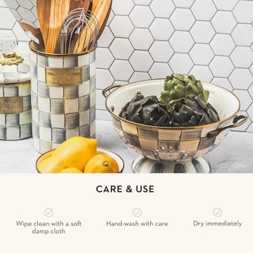 Mackenzie-Childs Gray-and-White Utensil Holder