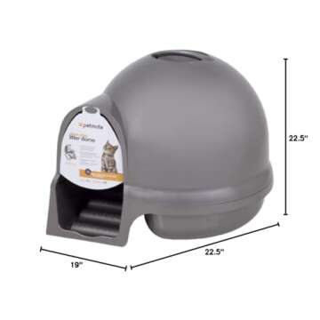 Petmate Booda Clean Step Cat Litter Box Dome (Made in the USA with 95% Recycled Materials)- Titanium, Made in USA