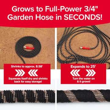 Pocket Hose Copper Head with New Pocket Pivot 25 FT Expandable Garden Hose, Anti-Burst, Lead-Free