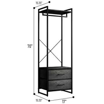 Sorbus Clothing Rack with Drawers - Clothes Stand Dresser - Wood Top, Steel Frame, & Fabric Drawers ...