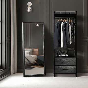 Sorbus Clothing Rack with Drawers - Clothes Stand Dresser - Wood Top, Steel Frame, & Fabric Drawers - Tall Closet Storage Organizer - Stand Alone Garment Rack for Hanging Shirts, Dresses, & Jackets