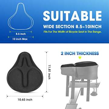 ANZOME Bike Seat Cushion, Exercise Bike Seat Cover, Wide Foam & Extra Soft Gel Bike Seat Cushion for...