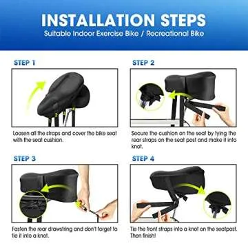 ANZOME Bike Seat Cushion, Exercise Bike Seat Cover, Wide Foam & Extra Soft Gel Bike Seat Cushion for Women Men Everyone, Fits Cruiser and Stationary Bikes, Indoor Cycling(Waterproof Case Included)