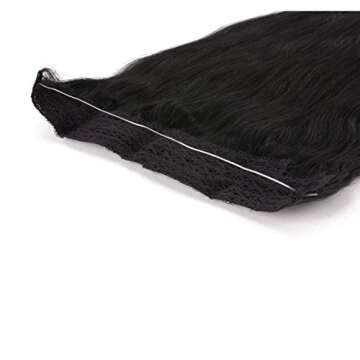 PARAHAIR Secret Halo Hair Extensions Headband Full Head Straight Invisible Wire Hairpieces for Women No Clips Synthetic Hair 22'' Jet Black(#1)