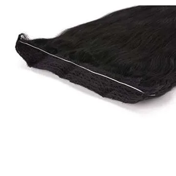 PARAHAIR Secret Halo Hair Extensions Headband Full Head Straight Invisible Wire Hairpieces for Women No Clips Synthetic Hair 22'' Jet Black(#1)