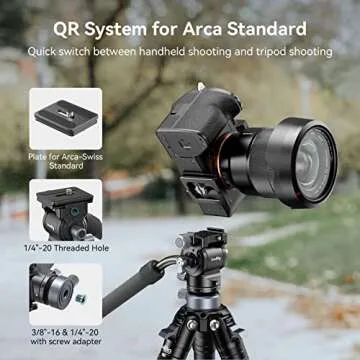 SmallRig Video Head with Leveling Base, Quick Release Plate for Arca Swiss and Adjustable Handle, Tripod Pan Tilt Head Fluid Head for Compact Cameras DSLR Cameras, Load up to 8.8lb/4kg