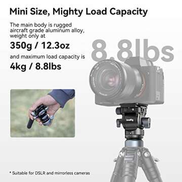 SmallRig Video Head with Leveling Base, Quick Release Plate for Arca Swiss and Adjustable Handle, Tripod Pan Tilt Head Fluid Head for Compact Cameras DSLR Cameras, Load up to 8.8lb/4kg