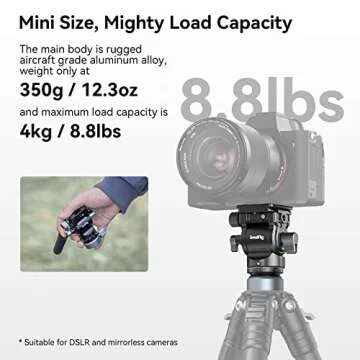 SmallRig Video Head with Leveling Base, Quick Release Plate for Arca Swiss and Adjustable Handle, Tripod Pan Tilt Head Fluid Head for Compact Cameras DSLR Cameras, Load up to 8.8lb/4kg